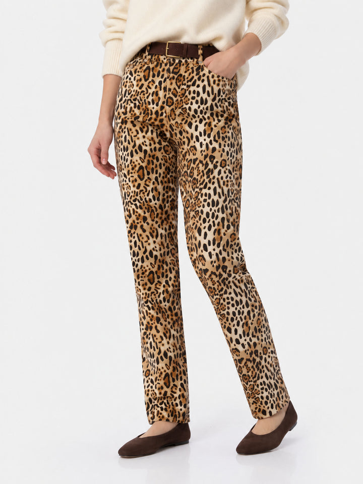 Jeans Belleville in denim con stampa animalier