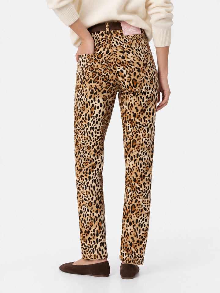 Jeans Belleville in denim con stampa animalier