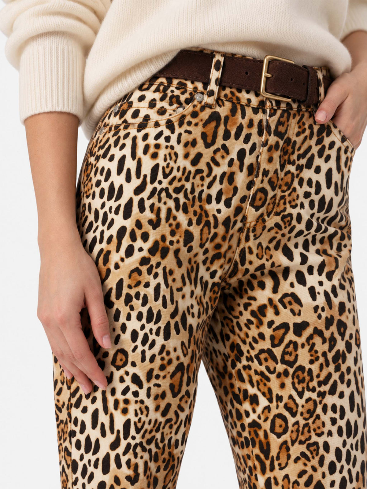Pantalon en denim à imprimé animal Belleville 