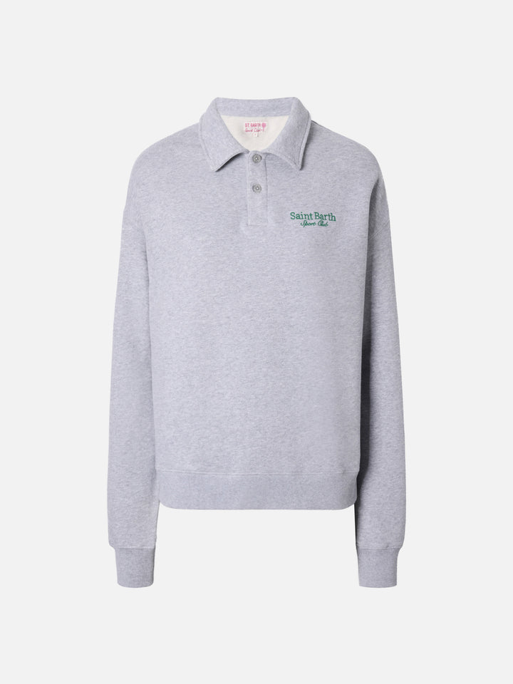 Sweat-shirt Berenice gris chiné avec broderie Saint Barth Sport Club 