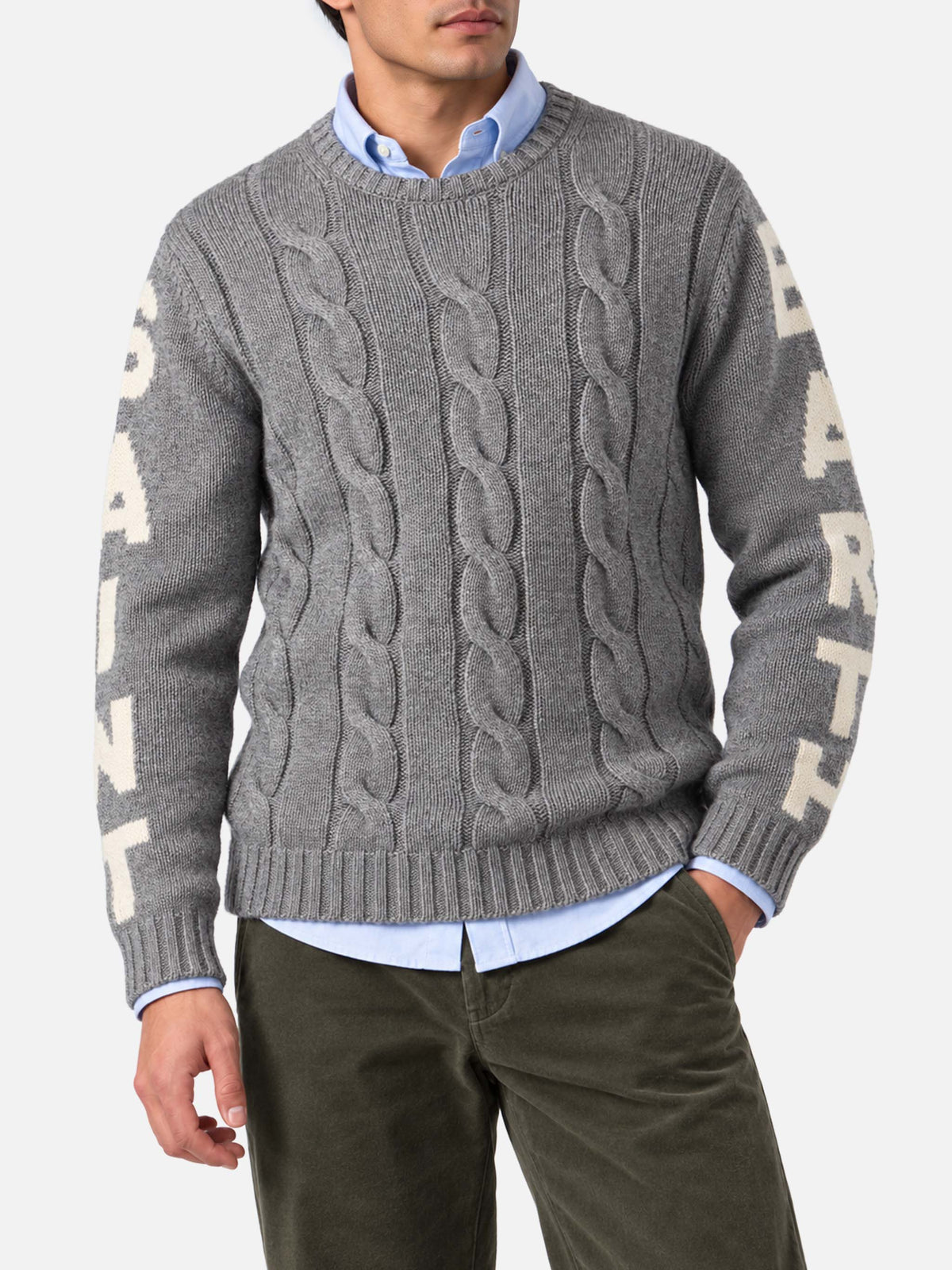 Jersey de punto trenzado pesado Bergen grey melange 