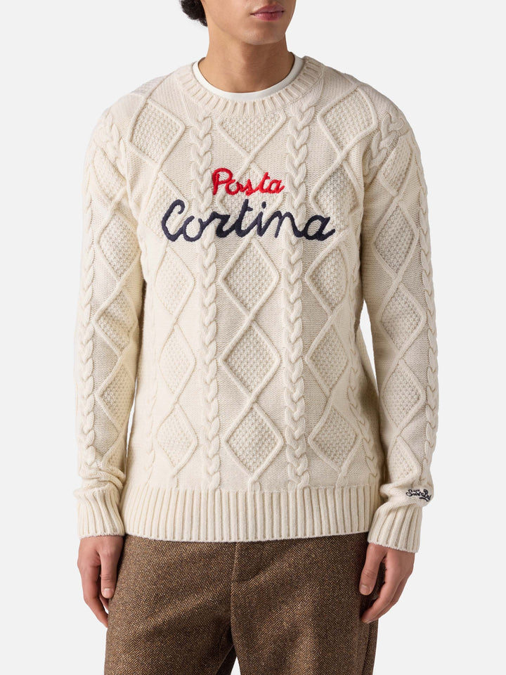 White crewneck sweater Bergen Tricot