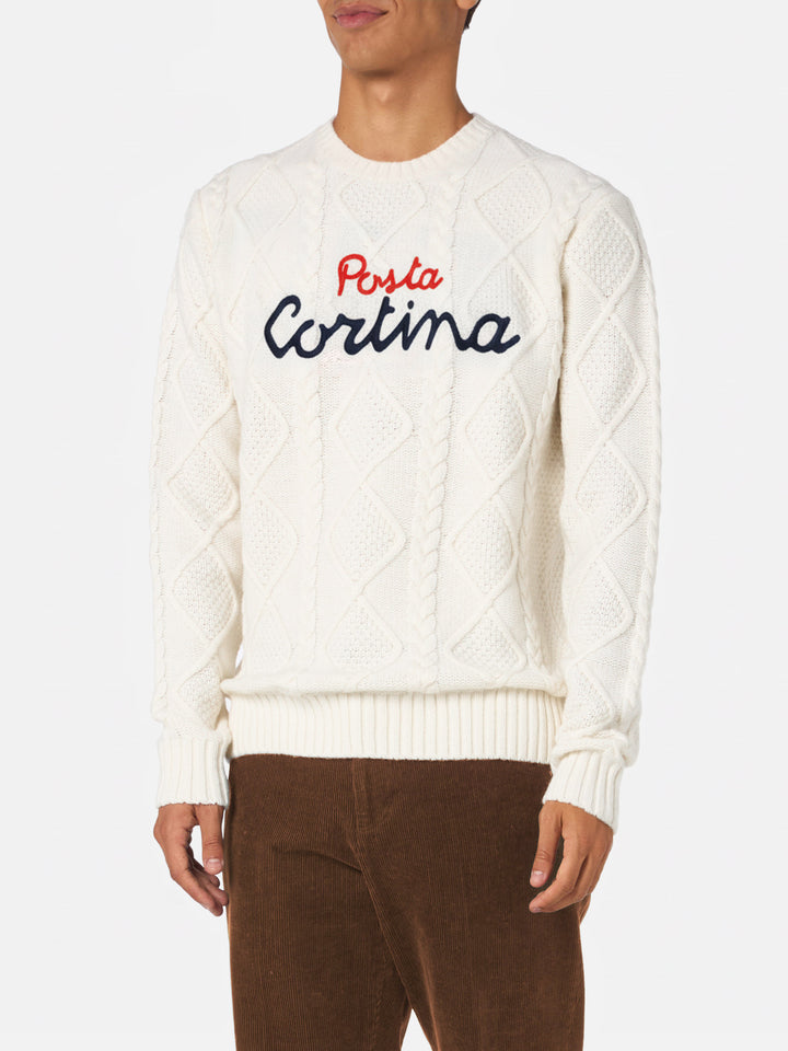 White crewneck sweater Bergen Tricot