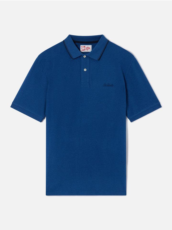 Beverly Hills denim blue cotton piquet polo