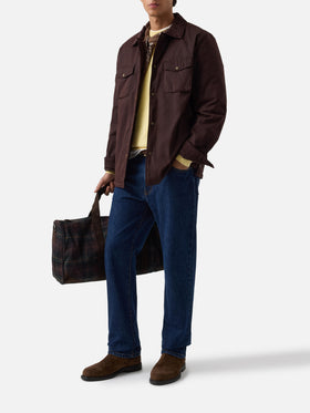 Braunes gewachstes Bexley Overshirt mit Cordkragen 