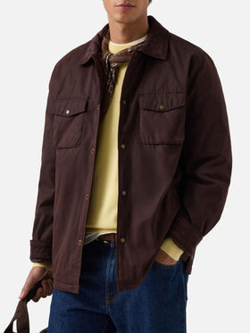 Braunes gewachstes Bexley Overshirt mit Cordkragen 