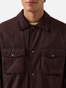 Braunes gewachstes Bexley Overshirt mit Cordkragen 