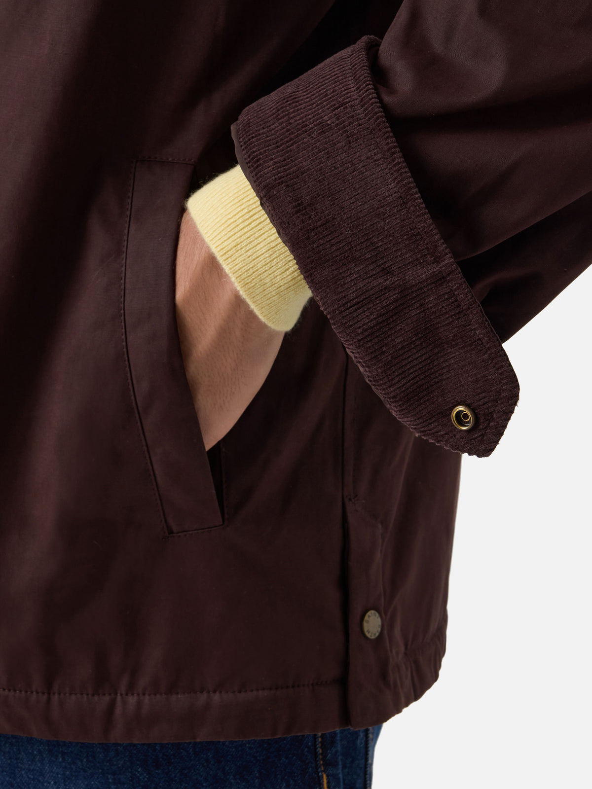 Braunes gewachstes Bexley Overshirt mit Cordkragen 