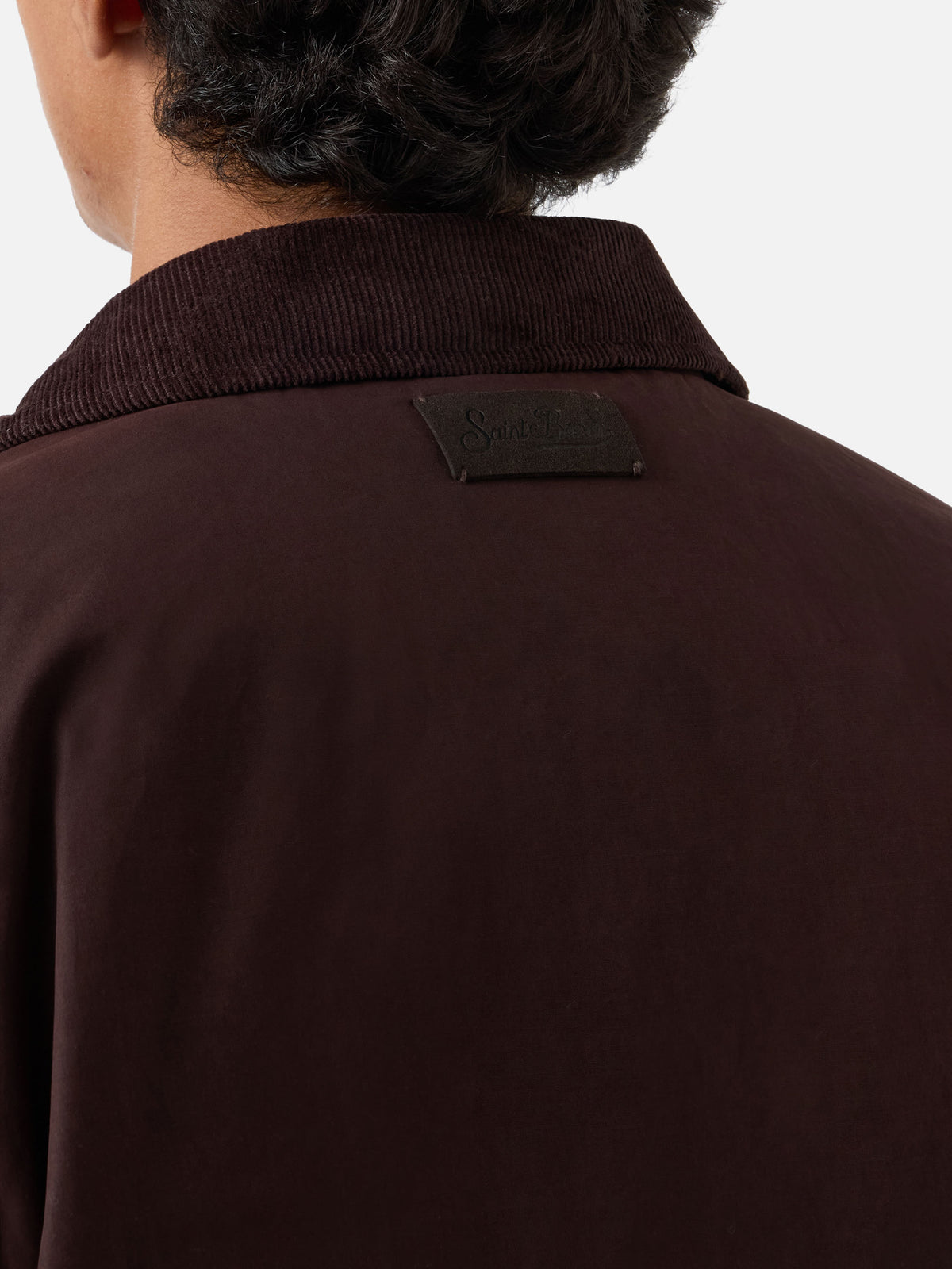 Braunes gewachstes Bexley Overshirt mit Cordkragen 