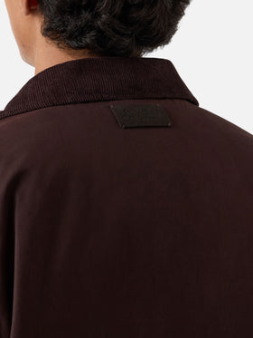 Braunes gewachstes Bexley Overshirt mit Cordkragen 