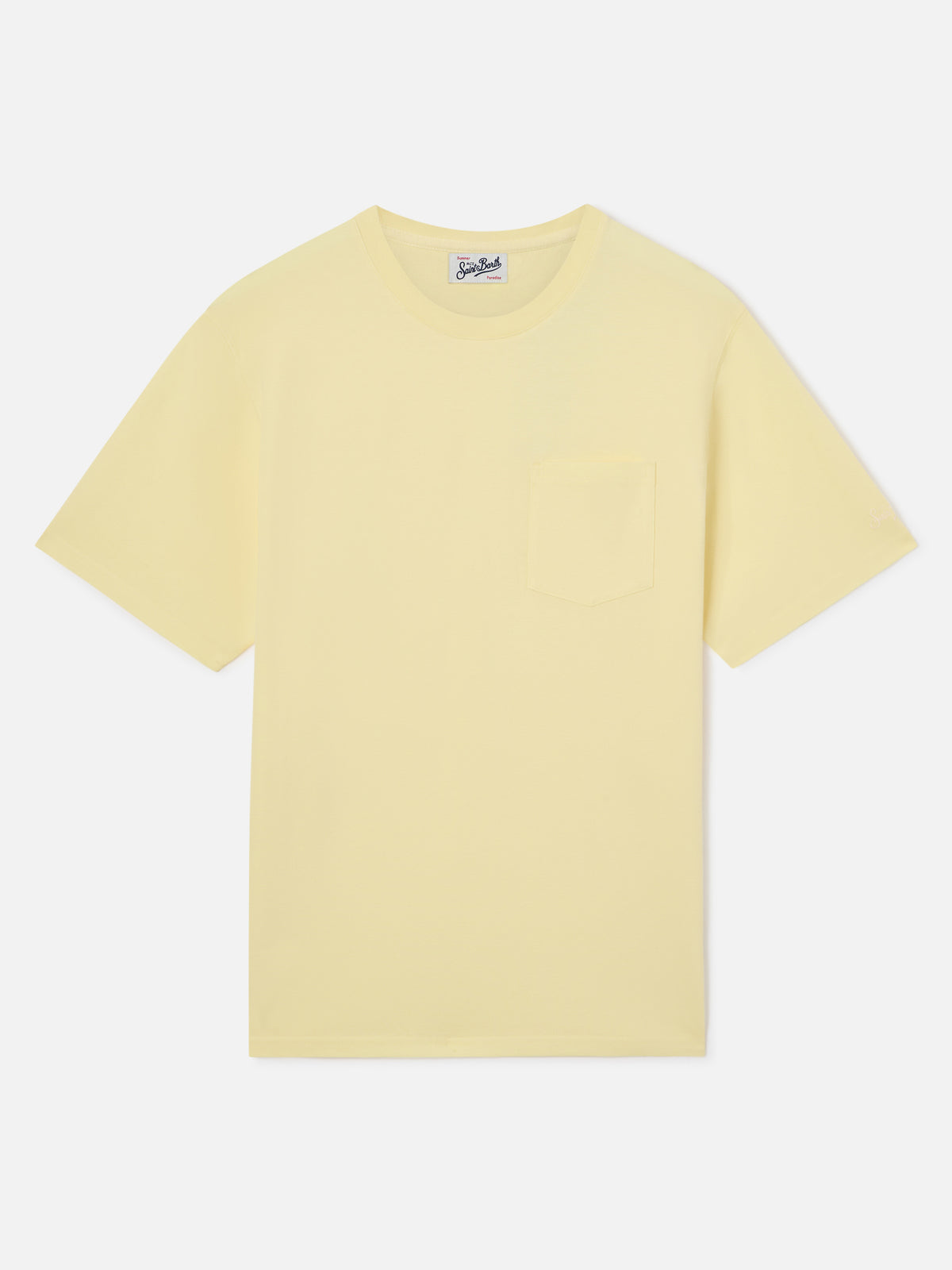 Butter yellow Bakewell cotton piqué t-shirt with pocket and logo embroidery