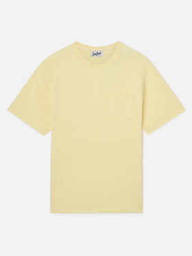 Butter yellow Bakewell cotton piqué t-shirt with pocket and logo embroidery
