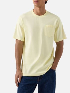 Butter yellow Bakewell cotton piqué t-shirt with pocket and logo embroidery