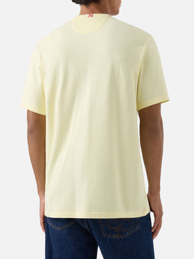 Butter yellow Bakewell cotton piqué t-shirt with pocket and logo embroidery