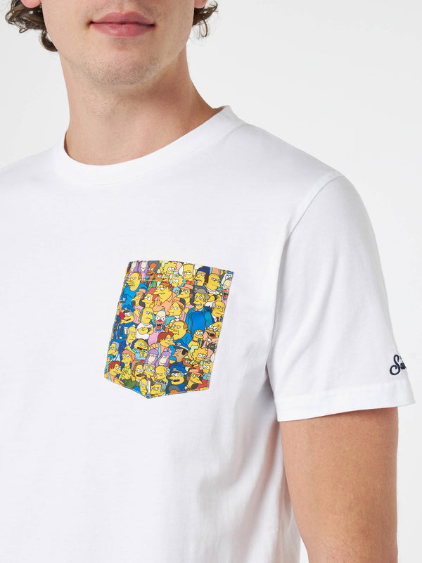 T-shirt da uomo in cotone Blanche con taschino stampato Simpsons | EDIZIONE SPECIALE I SIMPSON