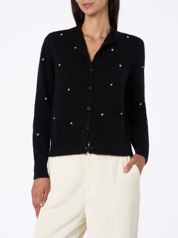 Woman black cardigan Bellamy with rhinestones