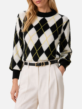 Pull à losanges Bloom Soft blanc et gris 