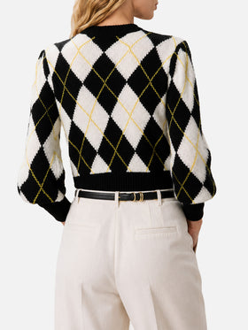 Pull à losanges Bloom Soft blanc et gris 