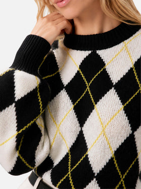 Pull à losanges Bloom Soft blanc et gris 