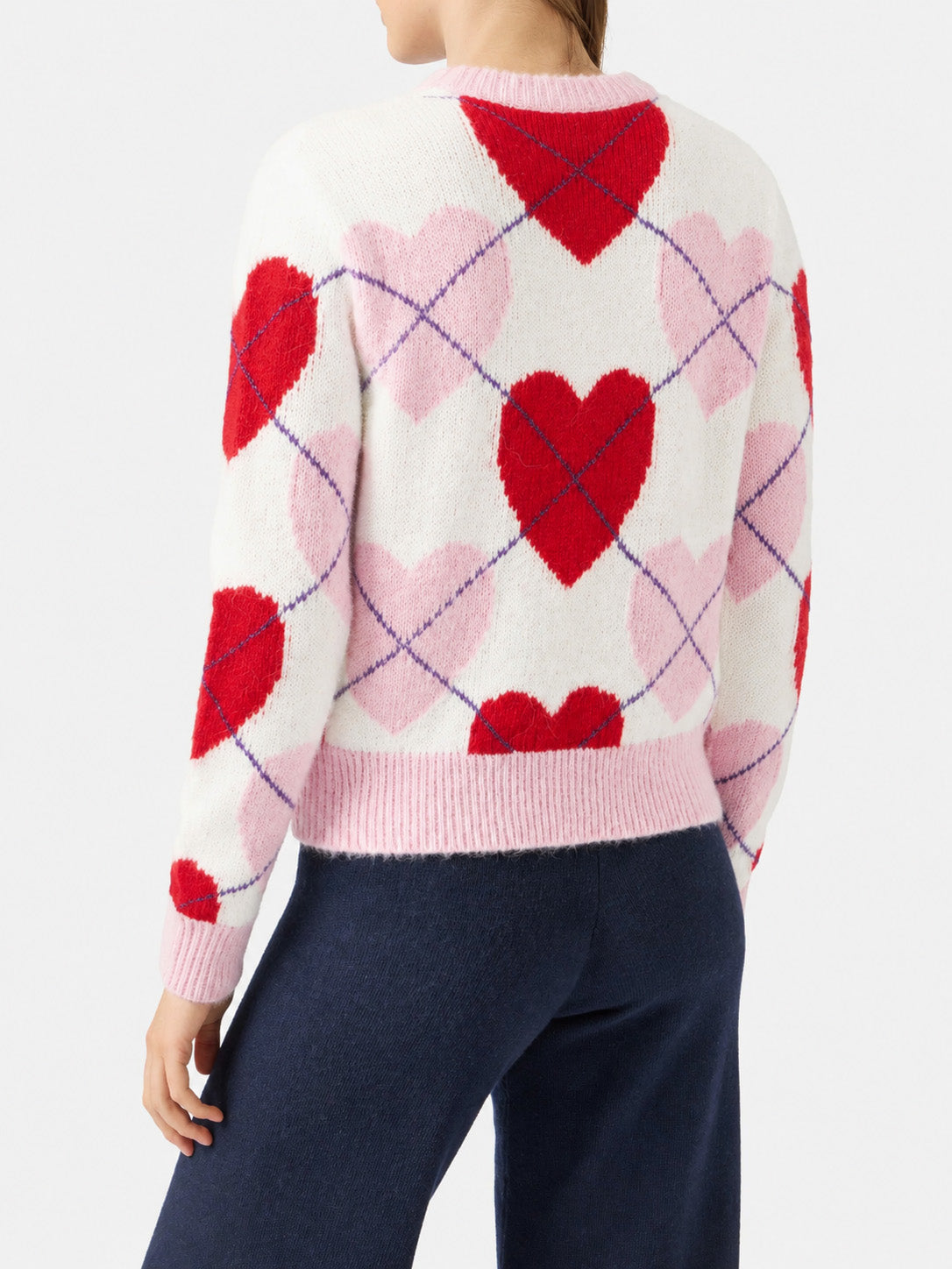 Bloom Soft argyle heart pattern knit sweater