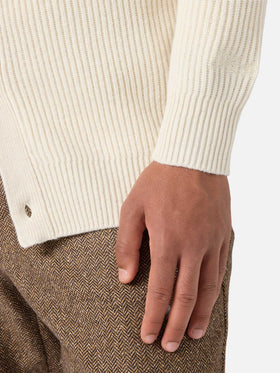 Cardigan Bolton bianco in pura lana