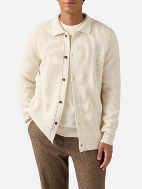 Cardigan Bolton bianco in pura lana