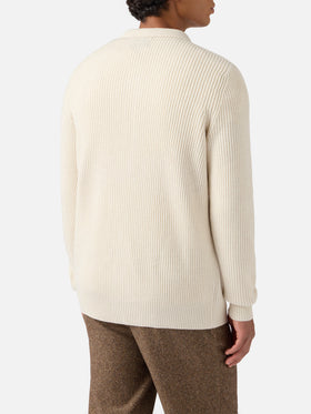 Cardigan Bolton bianco in pura lana