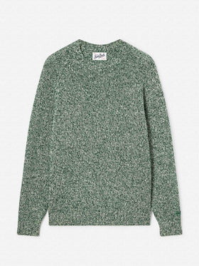 Maglia girocollo Blunt verde in lana con lavorazione mouliné