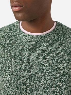 Jersey de cuello redondo Green Blunt en lana con punto mouliné 