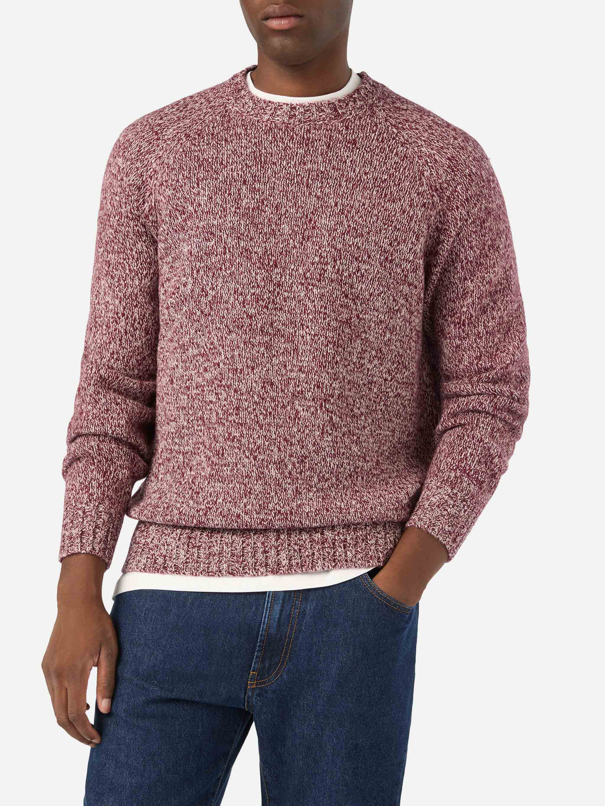 Red Blunt wool crewneck with mouliné knit