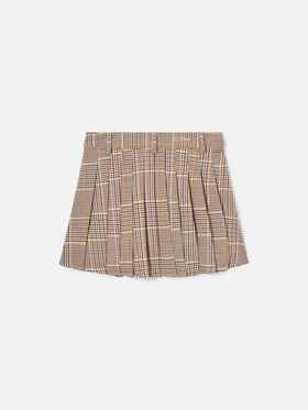 Beige Blay flannel skirt with tartan pattern