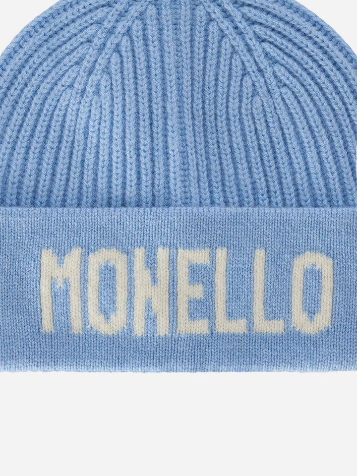 Berretto Benjie azzurro con lettering Monello