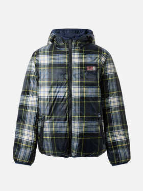 Wendbare Daunenjacke Bob in Marineblau und Tartan
