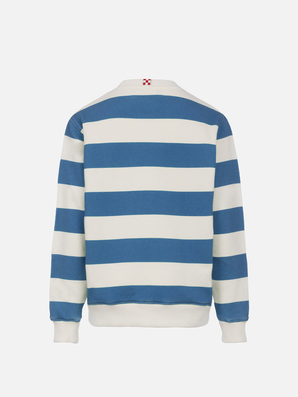 Kid striped sweatshirt Bobby with St. Barth embroidery