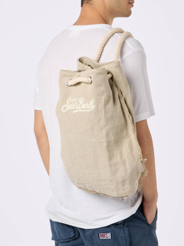 Beige boat linen backpack