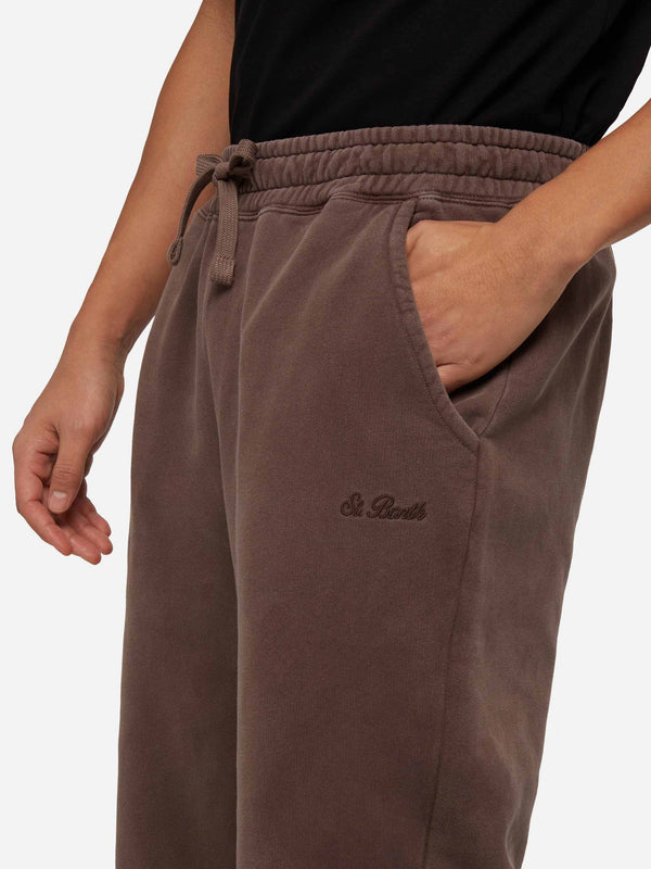 Pantaloni da tuta marroni Bolt con trattamento vintage