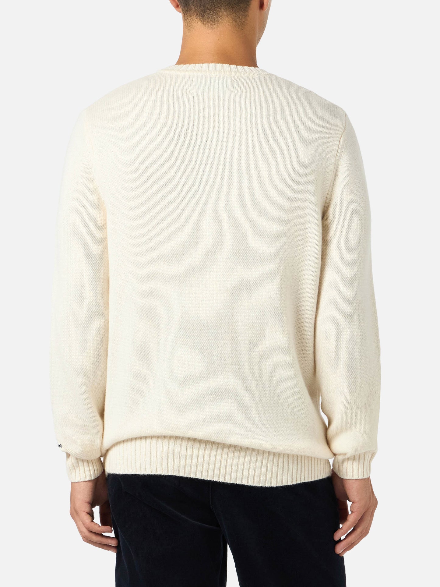 Man white sweater Bombardino with St. Moritz Top of the World print | ST. MORITZ TOP OF THE WORLD SPECIAL EDITION