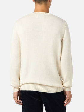 Man white sweater Bombardino with St. Moritz Top of the World print | ST. MORITZ TOP OF THE WORLD SPECIAL EDITION