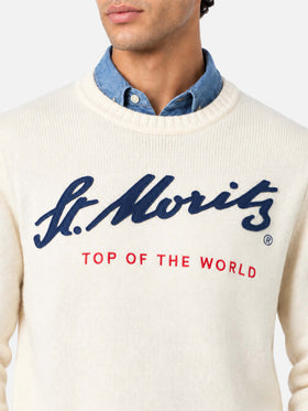 Off white Bombardino Light sweater with St. Moritz patch | Special edition