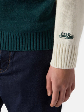 White Bombardino Light sweater with Courmayeur jacquard | COURMAYEUR SPECIAL EDITION