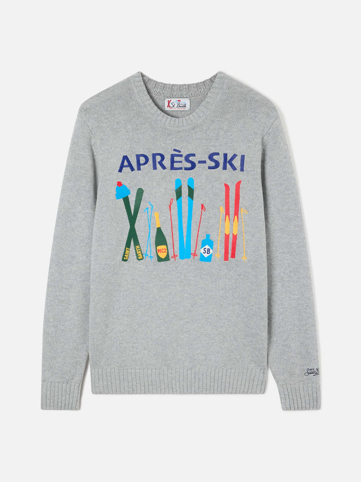 Jersey ligero gris de cuello redondo Bombardino con intarsia y bordado Après Ski 