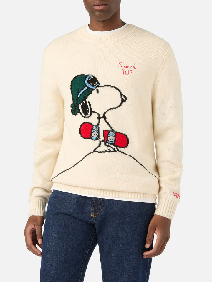 Cream Bombardino Light crewneck knit with Snoopy intarsia and embroidery | Special edition