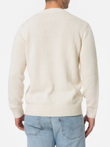 Man white sweater Bombardino with Sole, Whisky e sei in Pole Position! embroidery | VACANZE DI NATALE SPECIAL EDITION