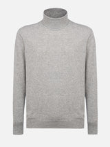 Man mélange grey blended cashmere turtleneck sweater Bond