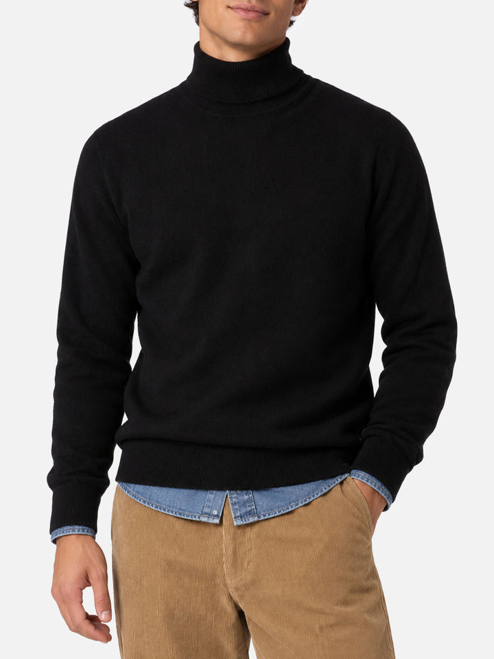 Maglia Bond in misto cashmere nero tinta unita