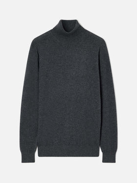 Jersey de cuello alto en mezcla de lana merino y cachemir Grey Bond 