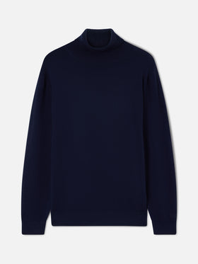 Jersey de cuello alto en mezcla de lana merino y cachemira Navy blue Bond 