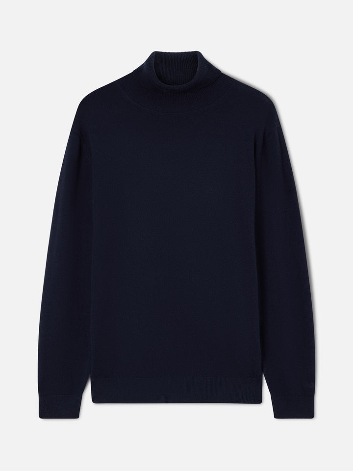 Col roulé en mélange de laine mérinos et cachemire Navy blue Bond 