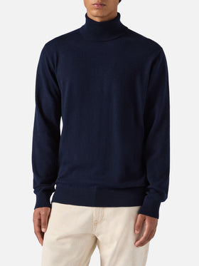 Dolcevita Bond in lana merino e cashmere blu notte