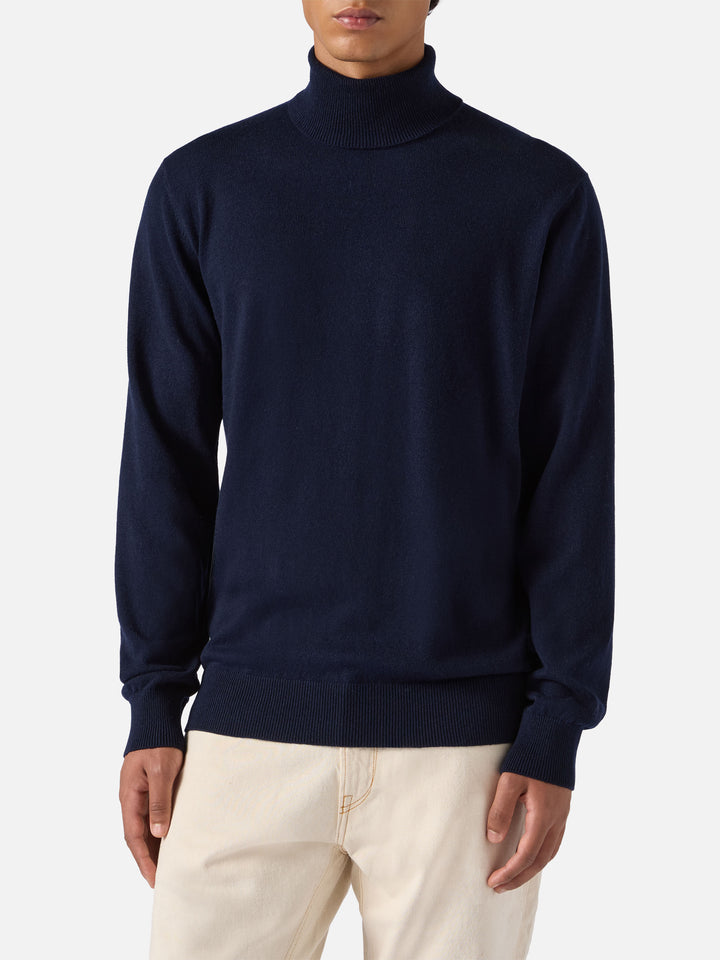 Navy blue merinocash turtleneck Bond